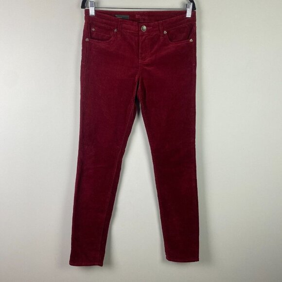 Kut from the Kloth Corduroy Pants Womens Size 8 Burgundy Red Diana Skinny - Picture 1 of 10